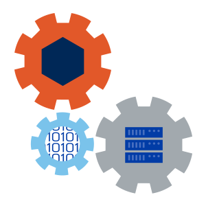 Three sprockets which represent the Quandl Client logo.