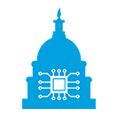 The Washington DC Metro Area Chief Technical Officer Community blue Capital Hill with white microchip logo