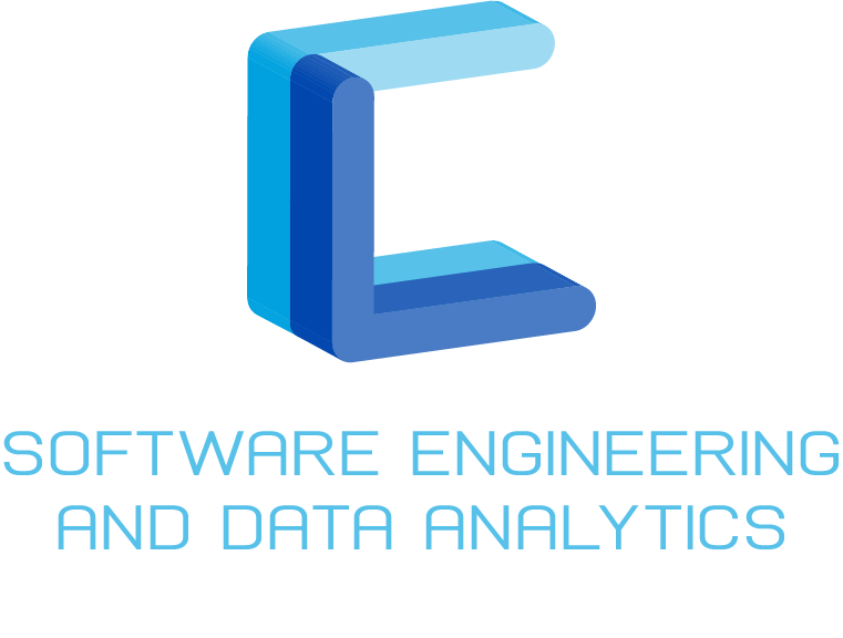 Coherent Logic blue on blue CL logo including Software Engineering and Data Analytics